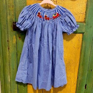 Blue Smocked Kids Formal Dress